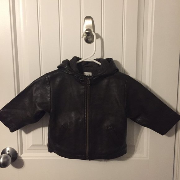 VINTAGE 90's Genuine Leather Jacket 12-18 Months - Picture 1 of 7